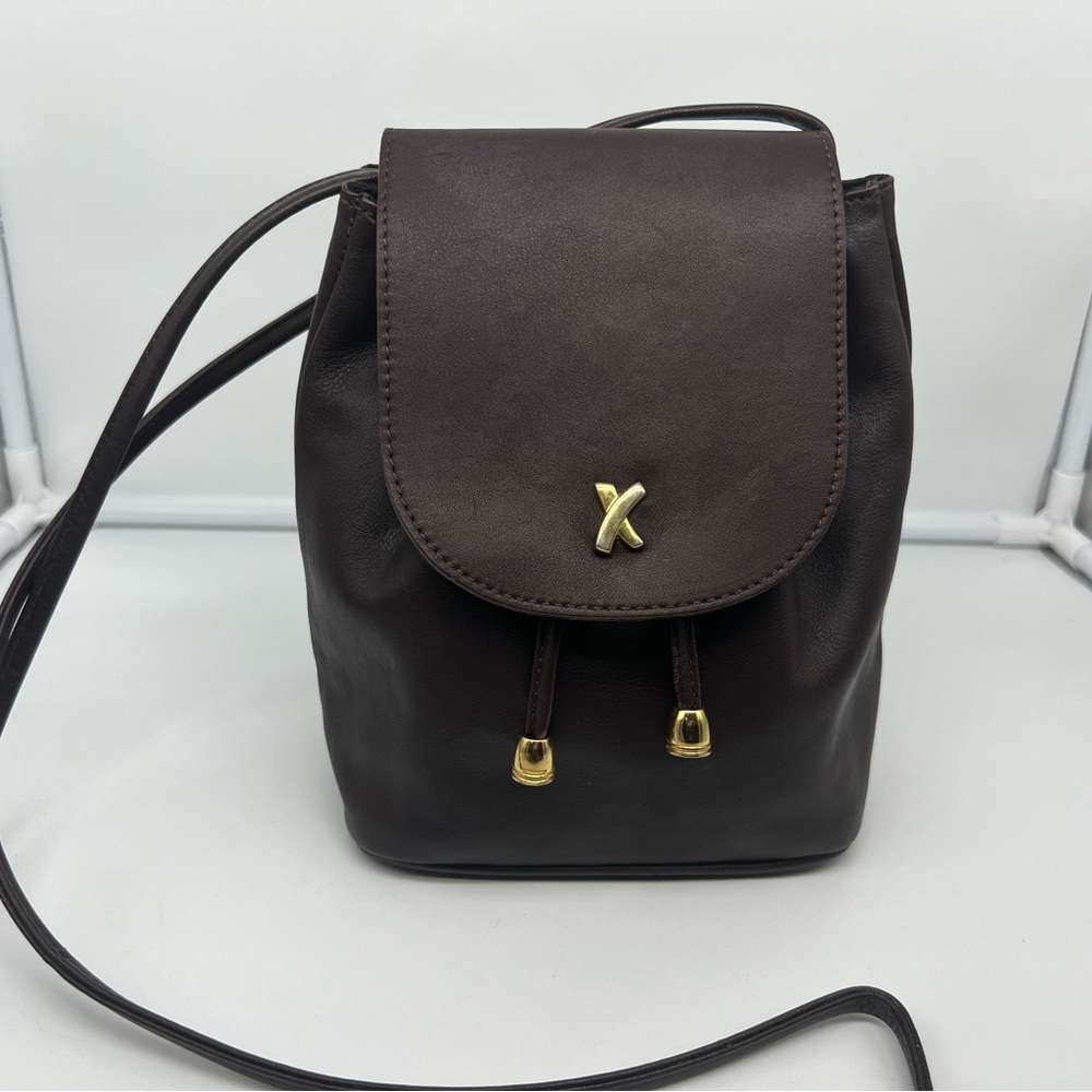 Paloma Picasso Dark Brown Leather Crossbody Bag with Gold Hardware